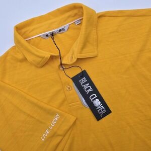 NEW Black Clover Polo Shirt‎ Mens Medium Everyday Yellow Pique Live Lucky